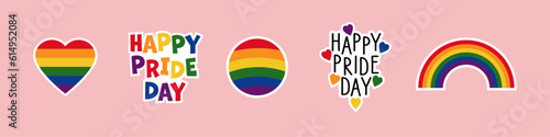 Pride Sticker Set. Colorful vector icons.
