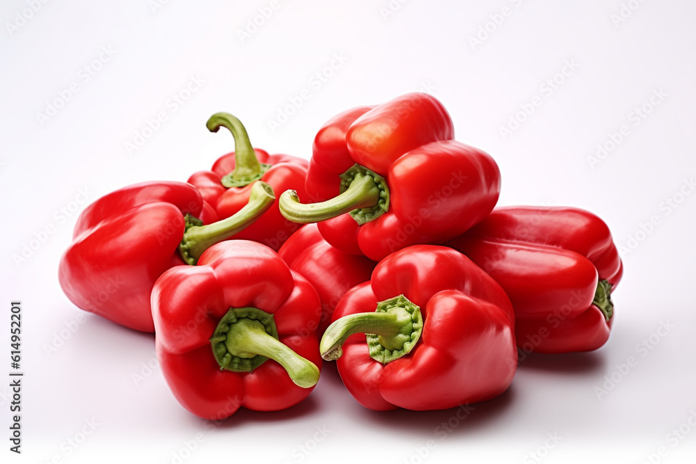 Red bell pepper on a white background. Fresh red bell pepper vegetable. Ai generative.