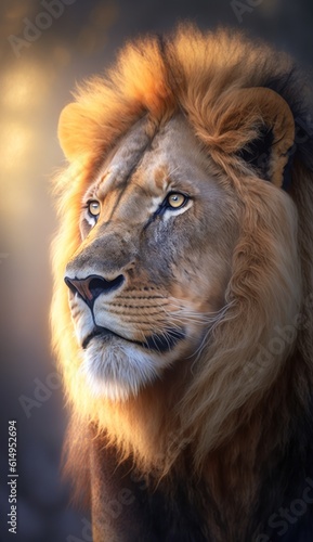 Portrait of a male lion (Panthera leo), Generative AI © LAYHONG