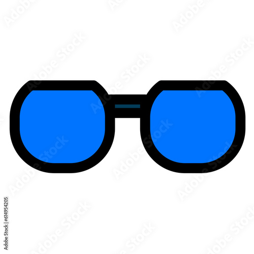 Glasses Icon: A graphical depiction of eyeglasses, typically representing vision, eye care, or the availability of visual aids. It symbolizes the use of glasses for improving eyesight or stylish acces