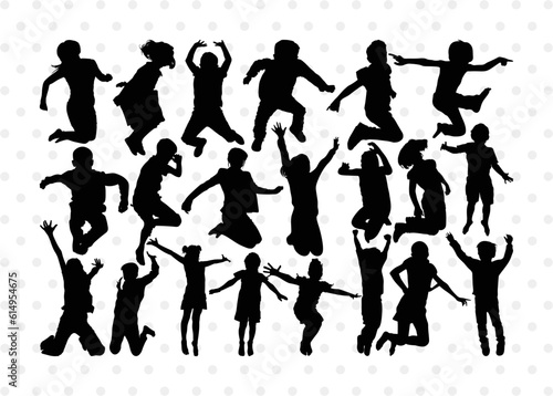 Kids Jumping Silhouette, Kids Jumping SVG, Jumping Children Svg, Jumping Svg, Kids Jumping Bundle, SB00370