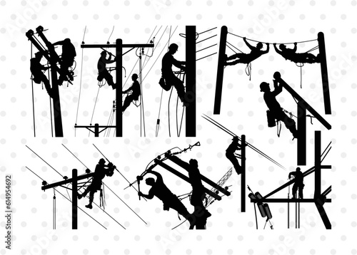 Lineman Silhouette, Lineman SVG, Line Worker Svg, Electrician Svg, Utility Lineman Svg, Lineman Bundle, SB00375