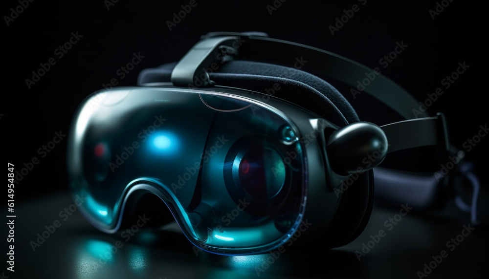 Futuristic virtual reality simulator enhances eyesight for underwater adventure generated by AI