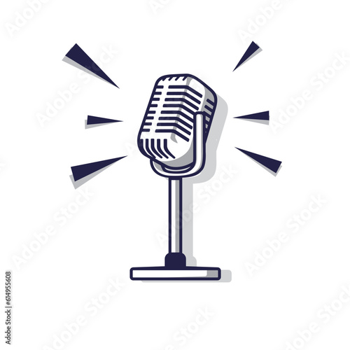 retro microphone vector illustration.isolated on white background.suitable for icon,sticker,wallpaper,etc