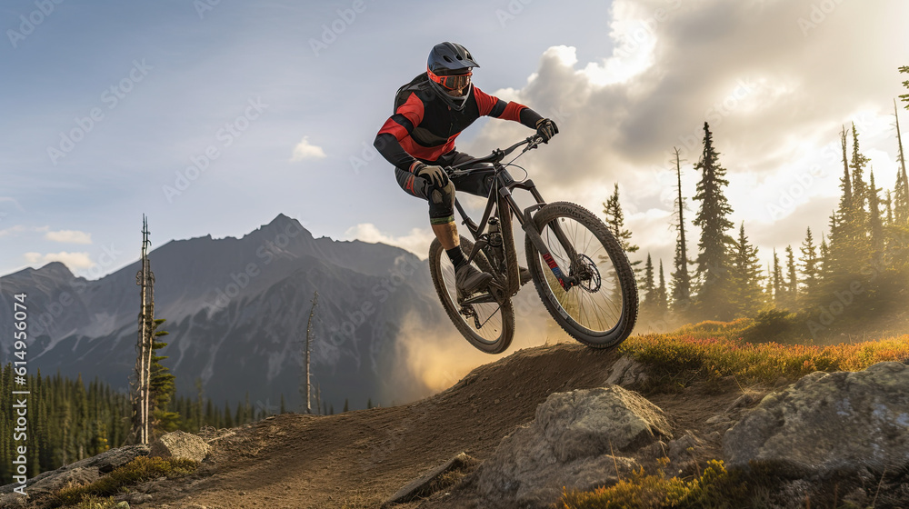 Gravity-Defying Flight: Mountain Biker Soaring through the Sky
