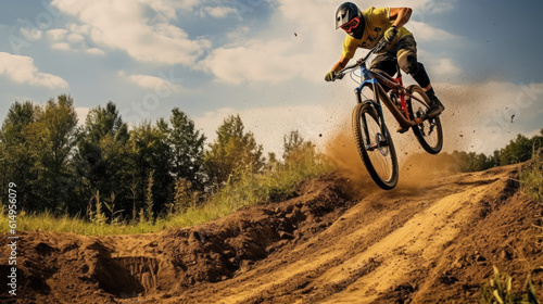 Airborne Velocity: Mountain Biker Soaring to New Heights