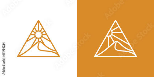 logo design desert in pyramid minimalist icon vector inspiration