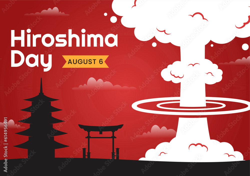 Hiroshima Day Vector Illustration on 6 August with Peace Dove Bird and Nuclear Explosion Background in Flat Cartoon Hand Drawn Templates Hiroshima Day Vector Illustration on 6 August with Peace Dove Bird and Nuclear Explosion Background in Flat Cartoon Hand Drawn Templates