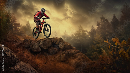 The Art of Flight: Young Cyclist's Dazzling Dirt Jump on Mountain Bike