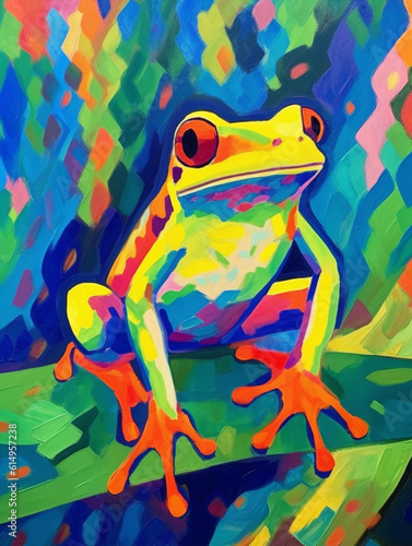 A Fauvism Style Painting of a Frog | Generative AI