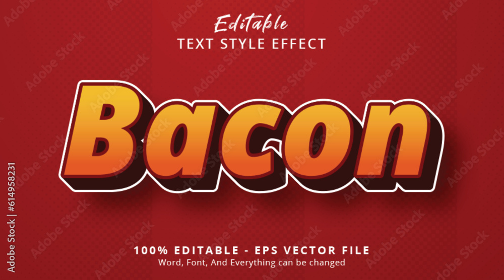 Bacon text with hype gradient style effect, editable text effect