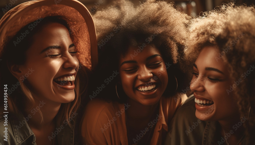 A multi ethnic group of young adults enjoy carefree outdoor fun generated by AI A multi ethnic group of young adults enjoy carefree outdoor fun generated by AI