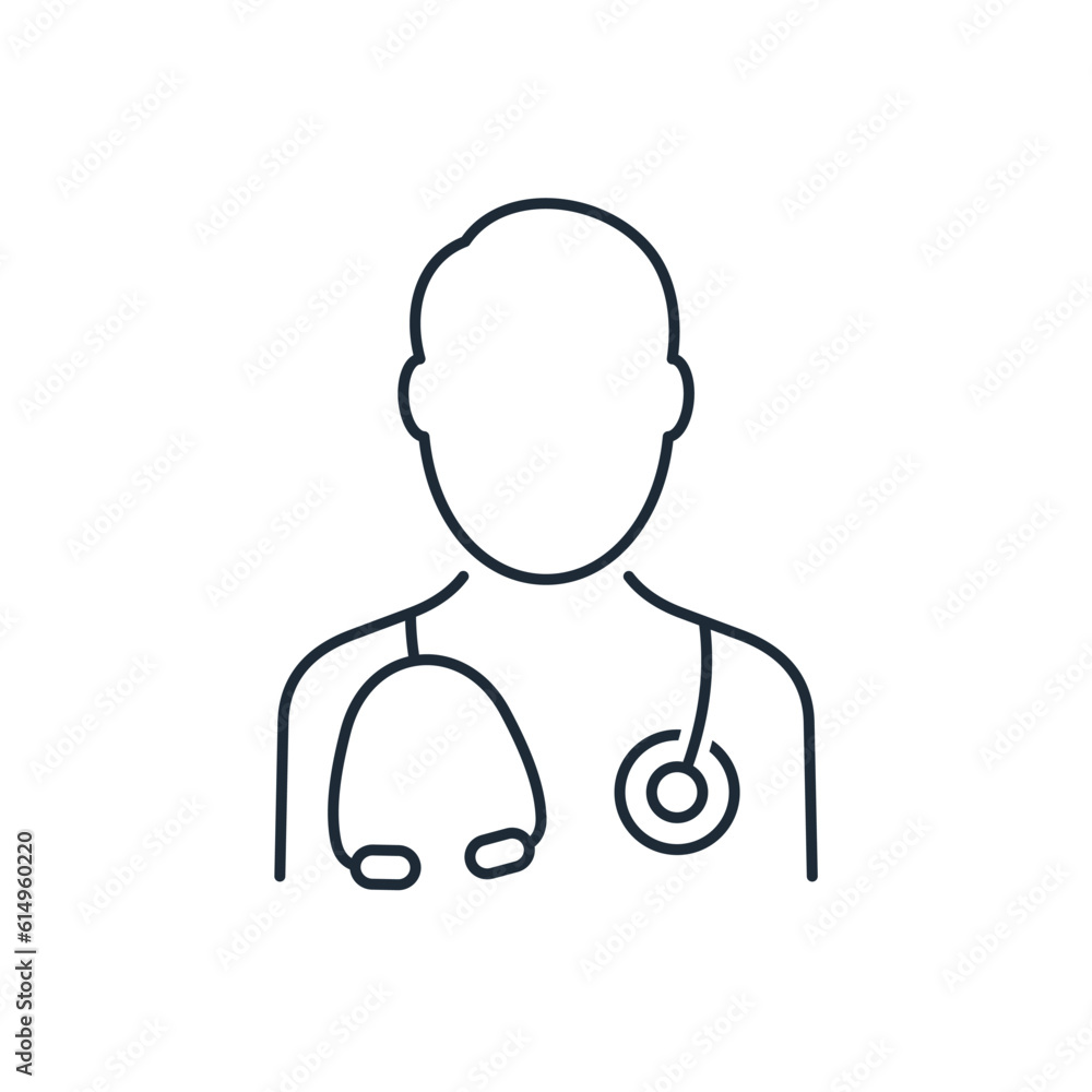 Health care. Medic specialist. Doctor consult.Vector linear icon isolated on white background. Health care. Medic specialist. Doctor consult.Vector linear icon isolated on white background.