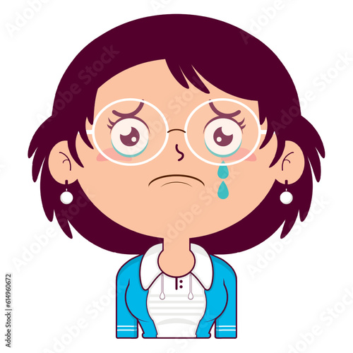 girl crying and scared face cartoon cute