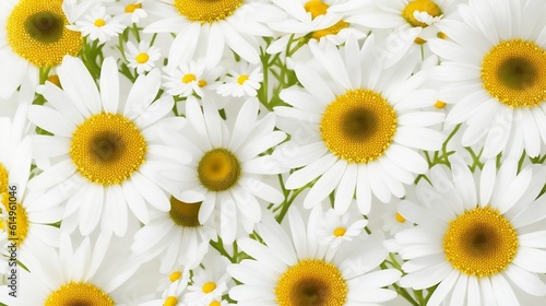 A Bright and Whimsical Daisy Flower Pattern on a White Background