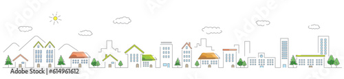 cityscape Landscape Real Estate vector line illustration