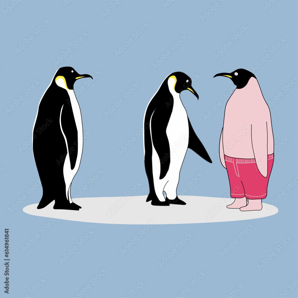 Fototapeta premium penguins on the beach funny illustration