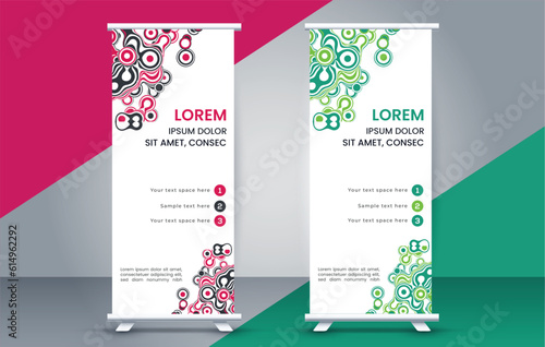 modern roll up banner template  with abstract design