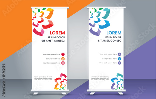 modern roll up banner template  with abstract design