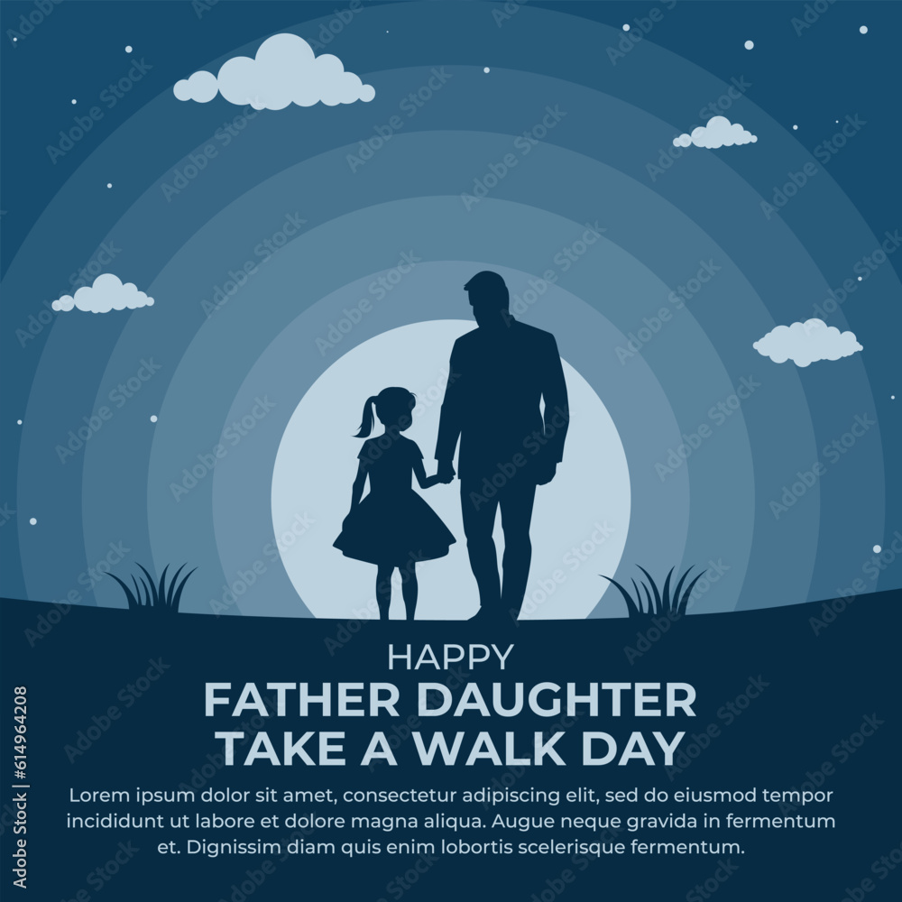 Vector Graphic of National Father Daughter Take a Walk Day Vector Graphic of National Father Daughter Take a Walk Day