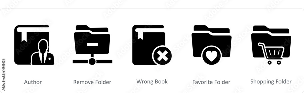 A set of 5 Document icons as author, remove folder, wrong book A set of 5 Document icons as author, remove folder, wrong book