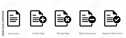 A set of 5 Document icons as document, create page, wrong page  © popcornarts