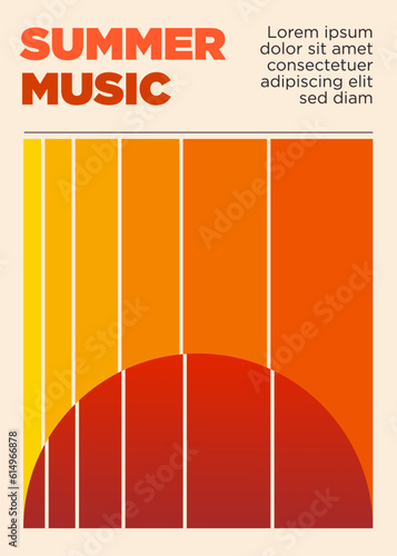 sun of a beach. guitar and sun. summer music festival event poster template vector illustration