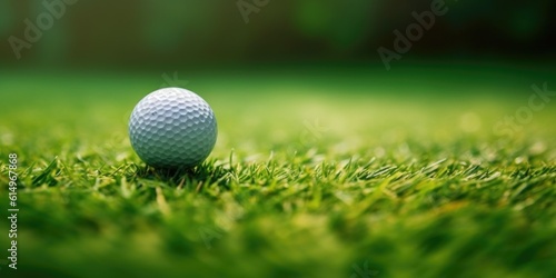 Close-up a golf ball on a green grass field