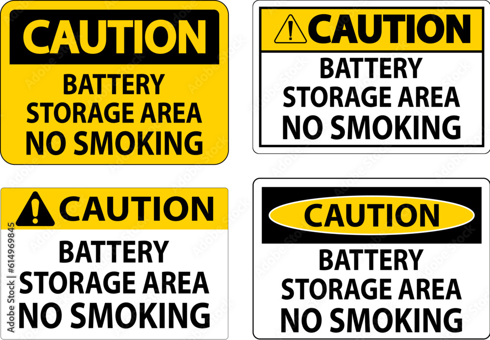Caution Sign Battery Storage Area No Smoking Caution Sign Battery Storage Area No Smoking