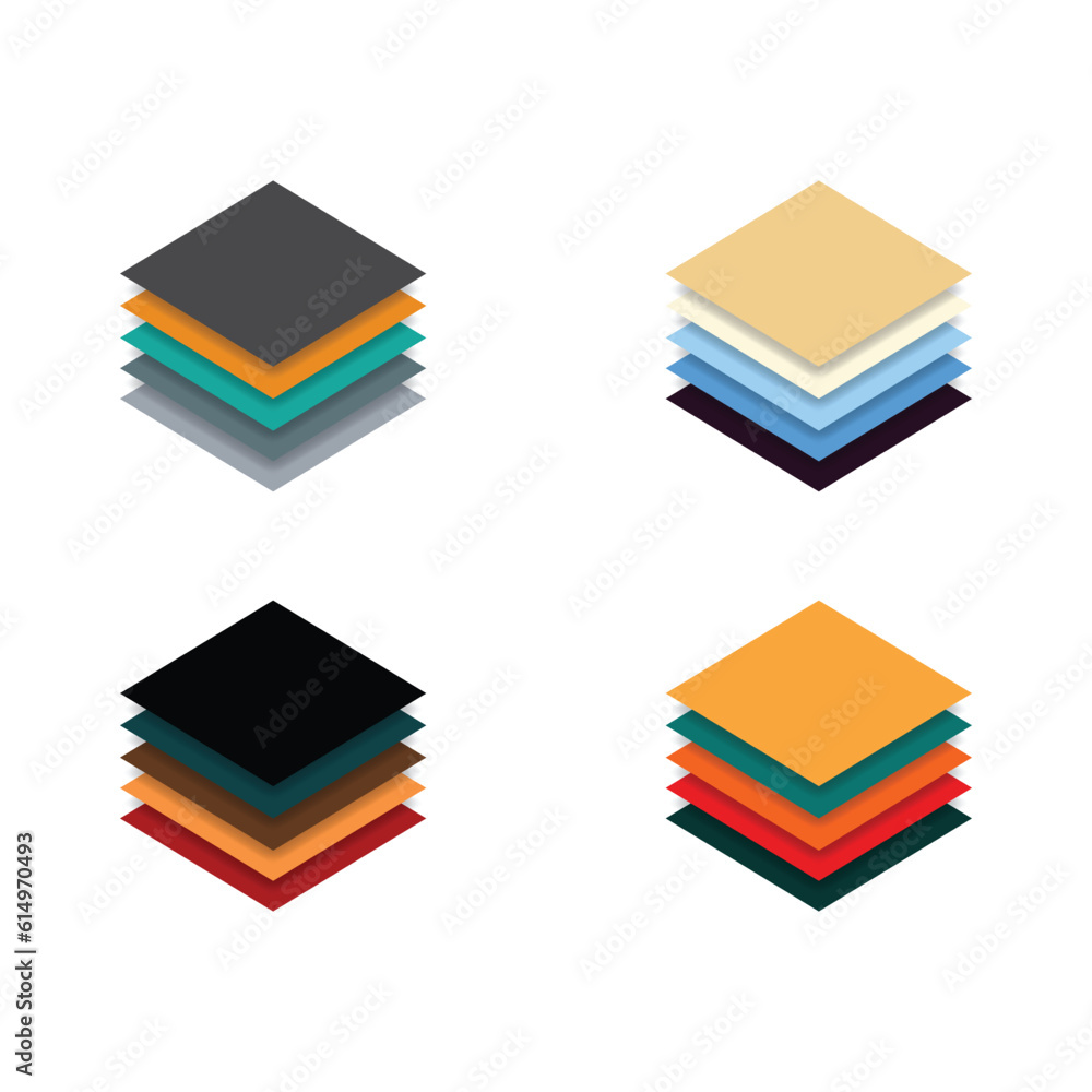 Layered paper colors stacks set Layered paper colors stacks set