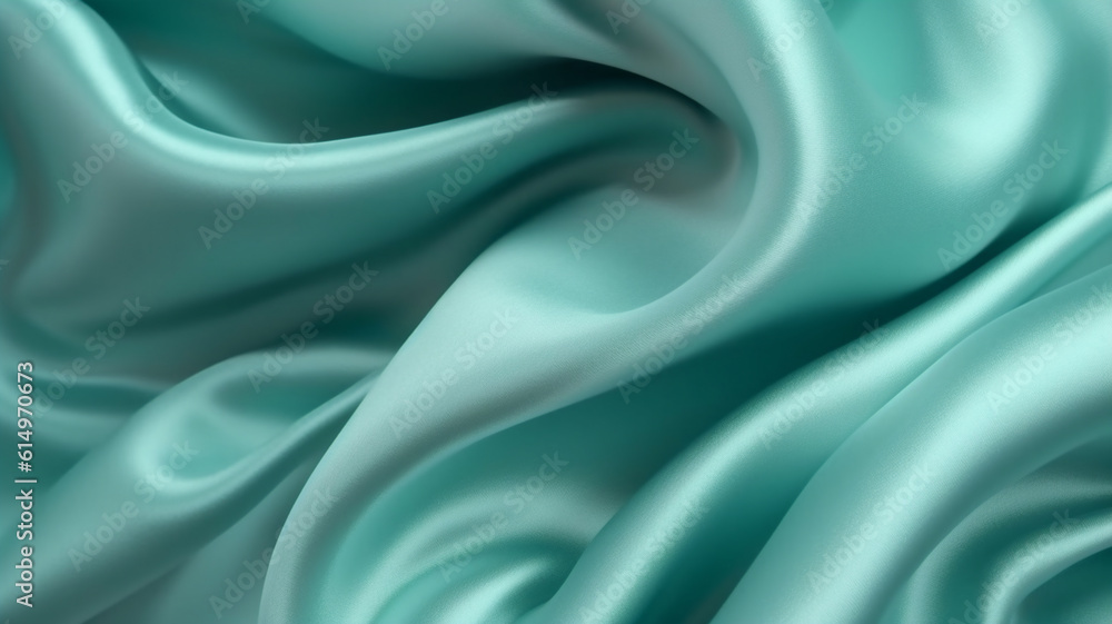 Satin silk fabric background. Rippling scarf texture. Luxury shiny wallpaper in Green. Satin silk fabric background. Rippling scarf texture. Luxury shiny wallpaper in Green.
