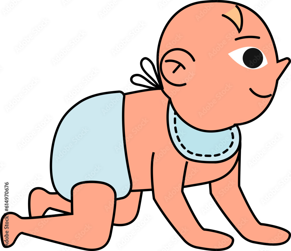 Climbing Baby Newborn Infant decorative design element for website, presentation, flyer, brochure, printing, application. illustration style Climbing Baby Newborn Infant decorative design element for website, presentation, flyer, brochure, printing, application. illustration style