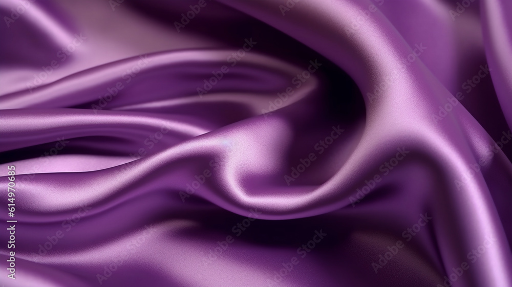 Fototapeta premium Satin silk fabric background. Rippling scarf texture. Luxury shiny wallpaper in purple.