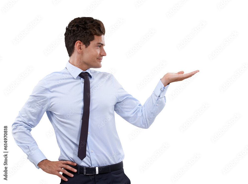 Presentation, showing and business man with hand on isolated, PNG and transparent background. Advertising, marketing and professional male person with gesture for announcement, news and information Presentation, showing and business man with hand on isolated, PNG and transparent background. Advertising, marketing and professional male person with gesture for announcement, news and information