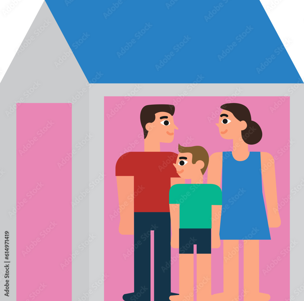 Family Home Flat Illustration
