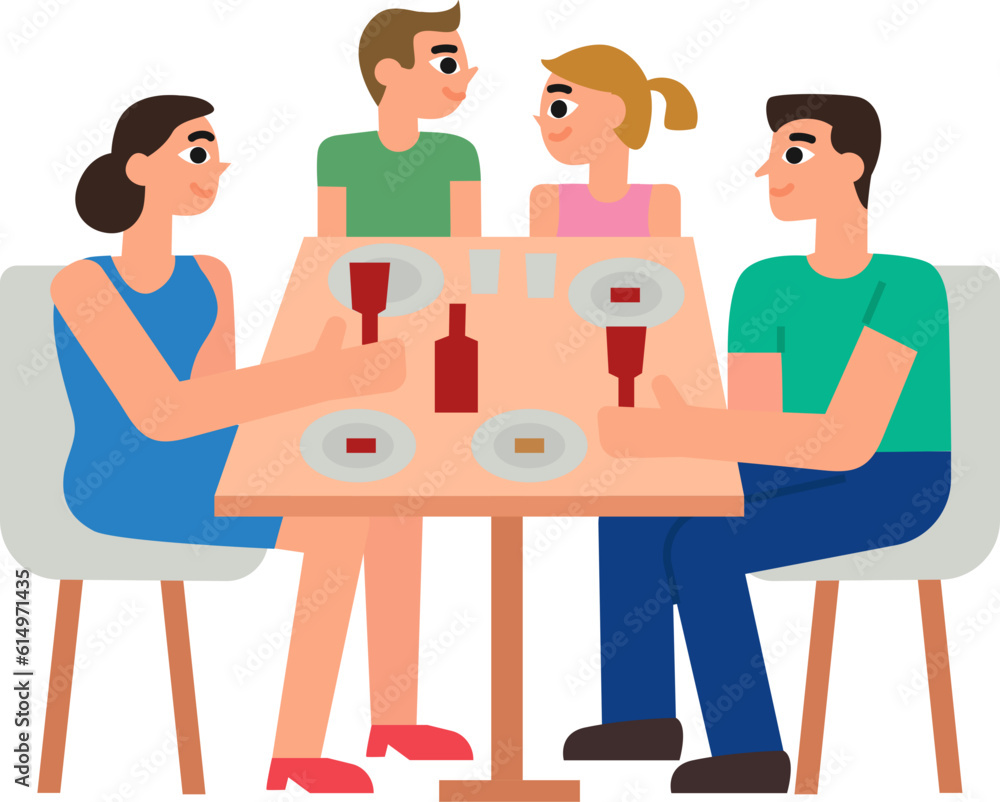 Family Dinner Flat Illustration Family Dinner Flat Illustration