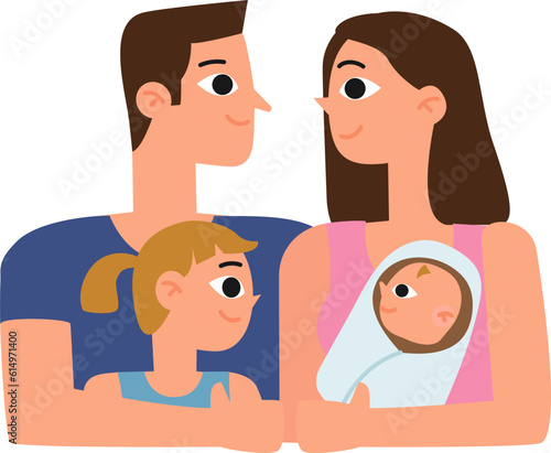 Family Members Flat Illustration