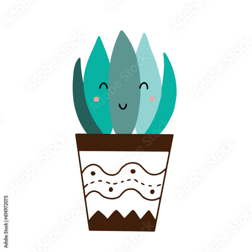 Decorative drawing of a house plant in a pot for print, web, mobile and infographics on a white background. Vector illustration in doodle style for your design