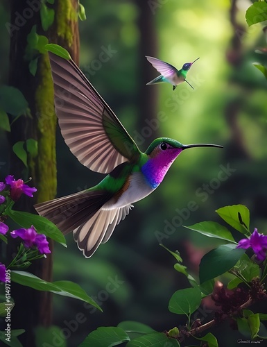 Humming bird flying in the forest © asad