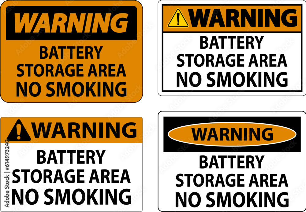 Warning Sign Battery Storage Area No Smoking