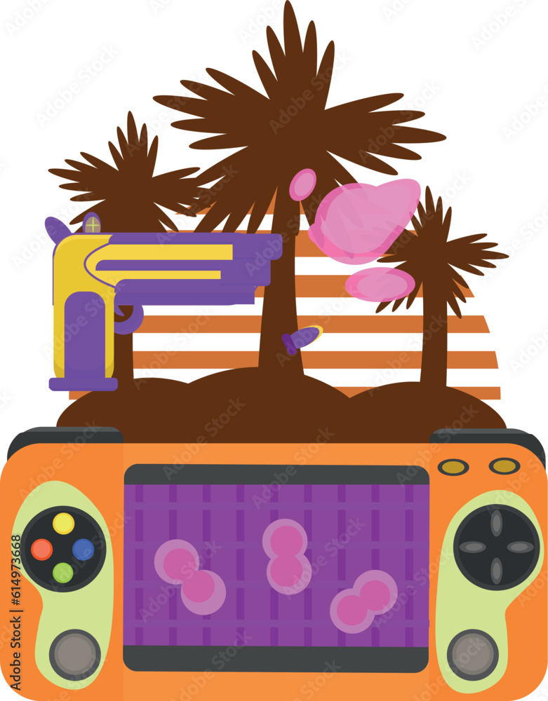 Naklejka premium Retro game console illustration