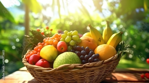 fresh fruit in basket. generative AI