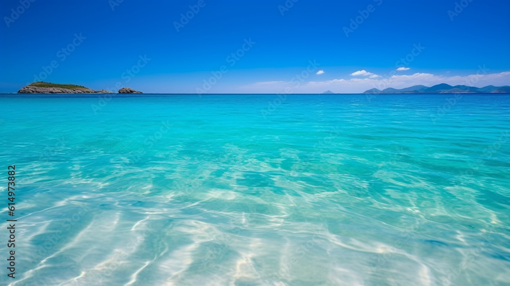 ocean waves background with clear water and nature landscape, feeling relaxing and clam representing concept of beautiful nature theme