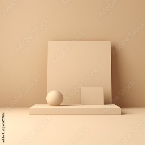 Beige background studio with Generative Ai. Minimalism podium stand for branding.
