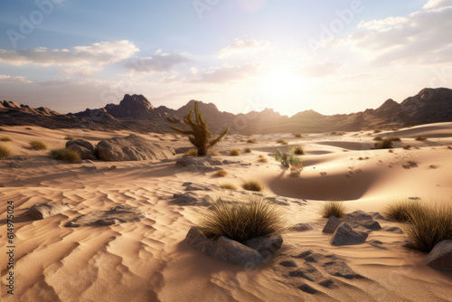 Desert landscape in Wadi Rum, Jordan. Generative AI