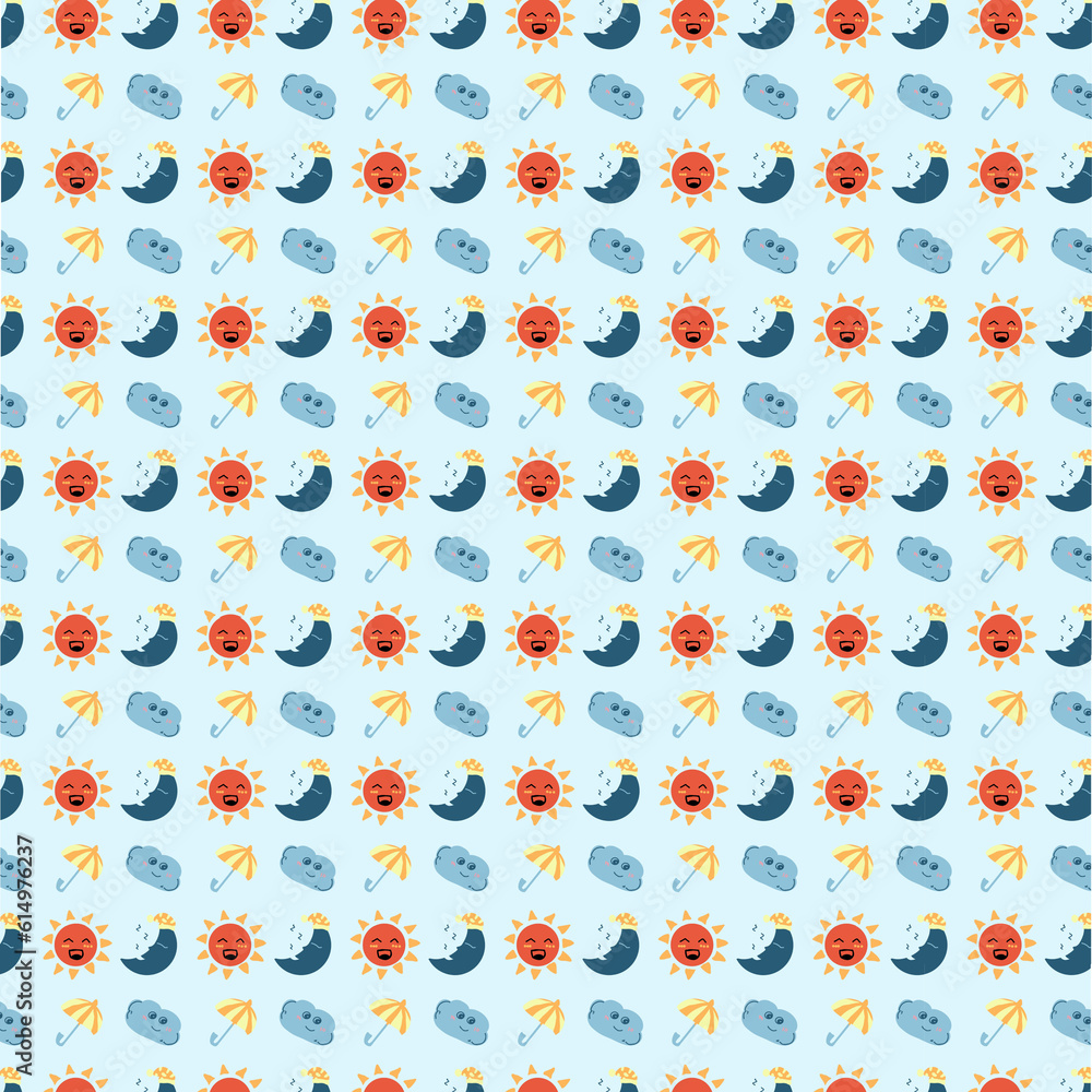 Cute cloud, moon, sun pattern, perfect for printing or as a background. Cute cloud, moon, sun pattern, perfect for printing or as a background.