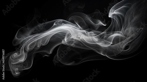 White smoke on black background, Generative AI 