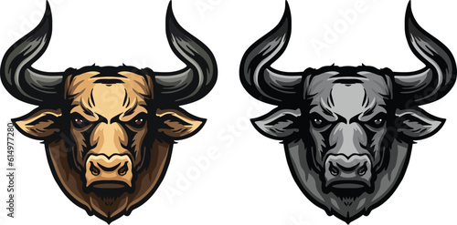 Bull Face Illustration. Wild. Face. Vector