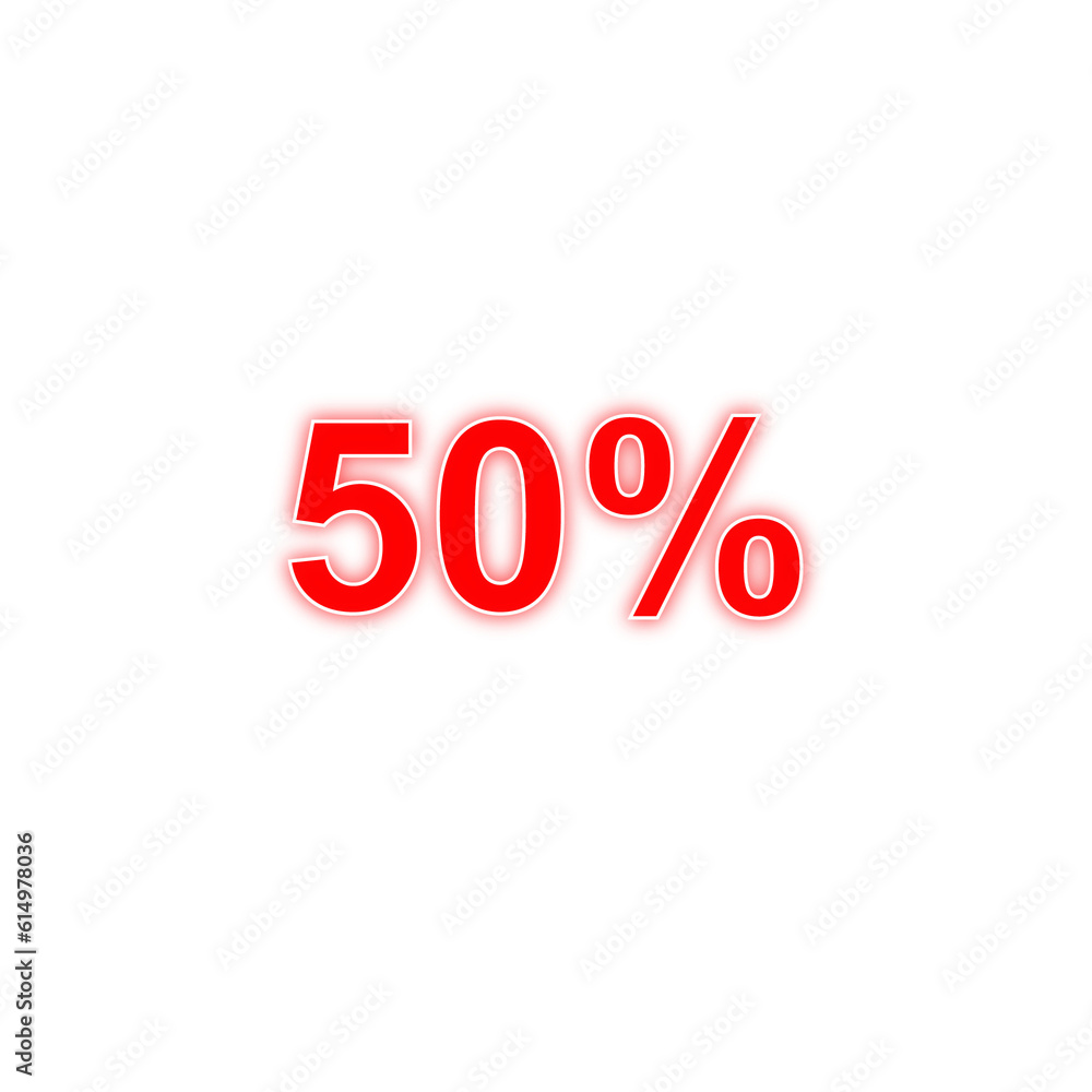 50 percent png sign in neon glow style 50 percent png sign in neon glow style