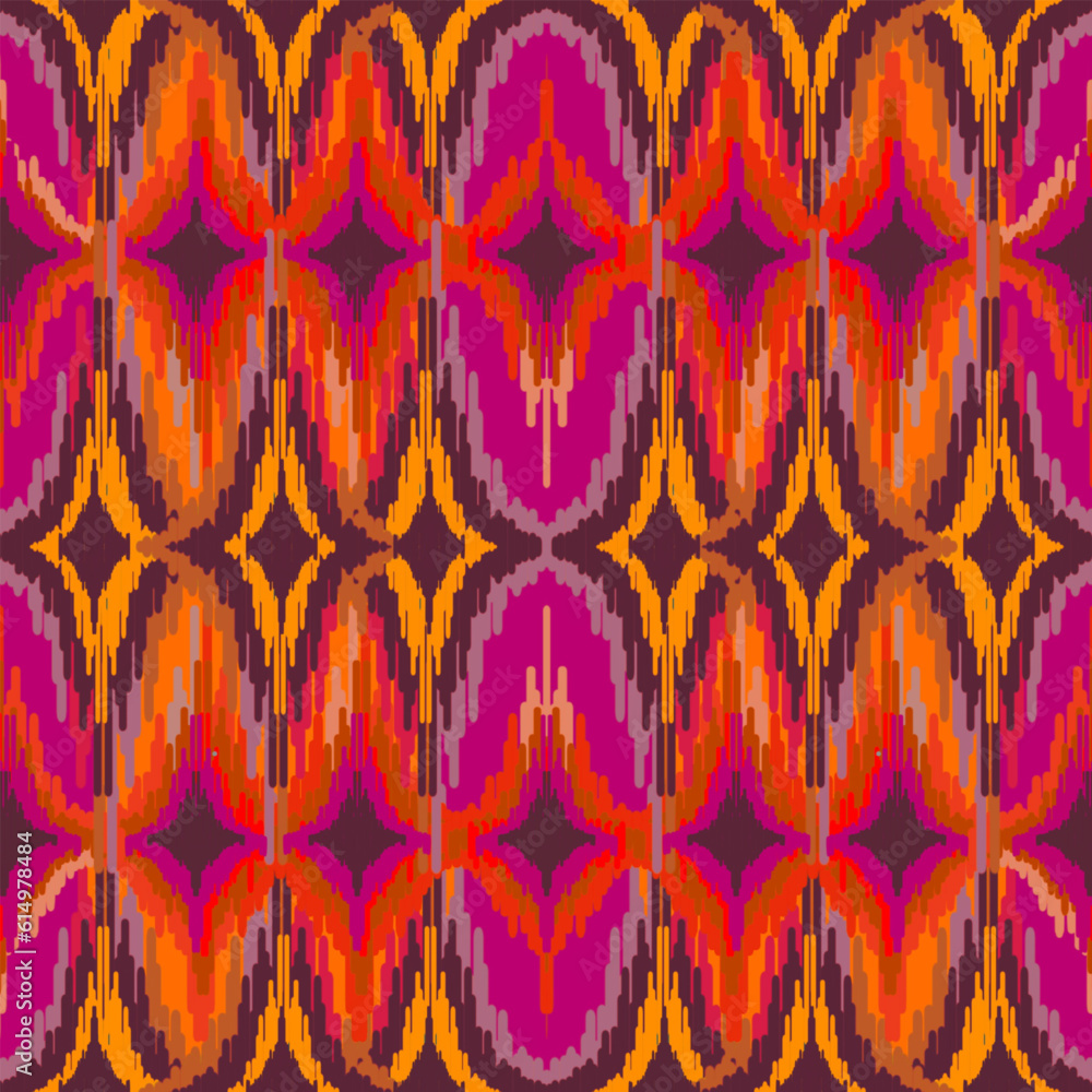 Fototapeta premium ikat ethnic seamless pattern. abstract ogee textured background for textile, wallpaper